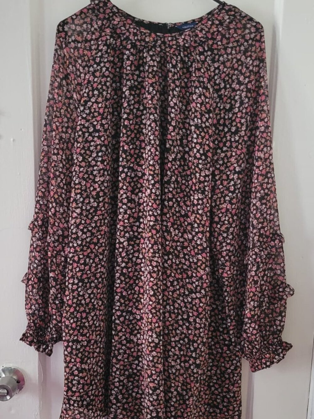 Dark Floral Chiffon Dress